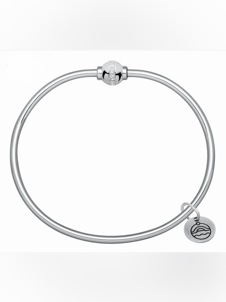 New Lestage Cape Code Sterling Silver Single Bead W/Cubic Zirconia Bracelet 6.5